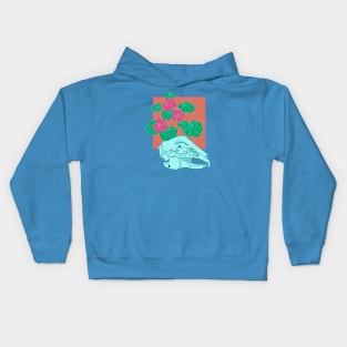 Rabbit skull and nasturtiums Kids Hoodie